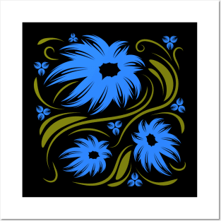 Folk flowers floral art print Flowers abstract art Posters and Art